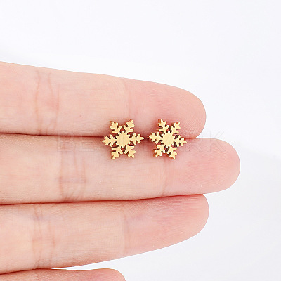 Christmas Snowflake 304 Stainless Steel Stud Earrings FS-WG2939F-02-1