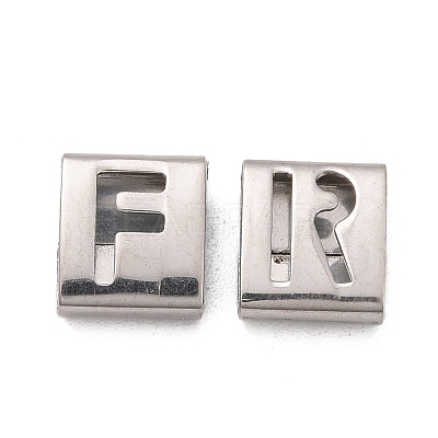 Tarnish Resistant Letter Style 201 Stainless Steel Square Slide Charms STAS-L132-M-1