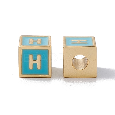 Rack Plating Brass Enamel Beads KK-B060-04G-06H-1