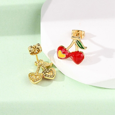 Brass Micro Pave Cubic Zirconia Stud Earrings LS-EJEW-D328-01G-01-1