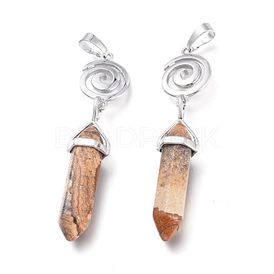 Natural Picture Jasper Pointed Big Pendants G-D0021-01P-02-1