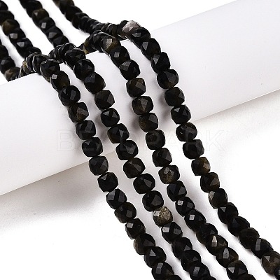 Natural Golden Sheen Obsidian Beads Strands G-N342-110-1