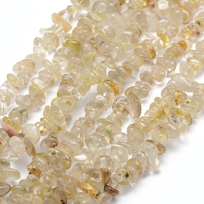Natural Gold Rutilated Quartz Beads Strands G-P332-31-1