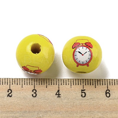 Printed Wood European Beads WOOD-L020-D09-1