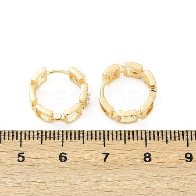 Brass Clear Cubic Zirconia Hoop Earrings EJEW-Q016-02G-1