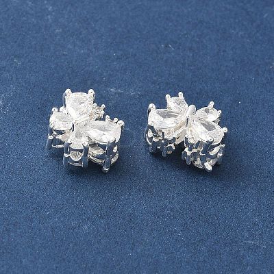 Brass Micro Pave Clear Cubic Zirconia Beads KK-G531-03S-1