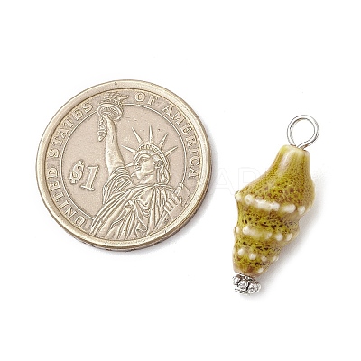Vintage Style Glazed Porcelain Conch Shell Pendants PALLOY-JF03898-1