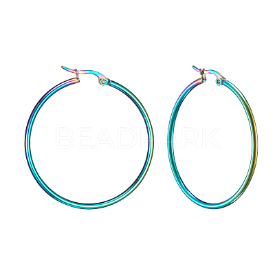 304 Stainless Steel Big Hoop Earrings EJEW-F105-06M-1