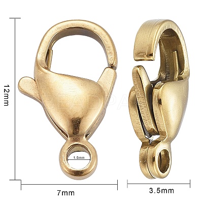 Ion Plating(IP) 304 Stainless Steel Lobster Claw Clasps LS-STAS-H353-D-02G-1