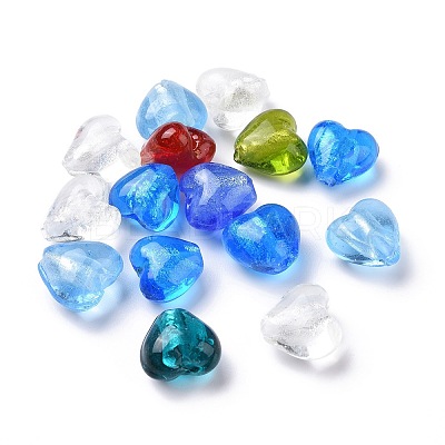 Handmade Silver Foil Glass Beads X-FOIL-R050-12x8mm-M-1