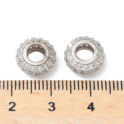 Brass Micro Pave Cubic Zirconia European Beads KK-A254-03B-P-1