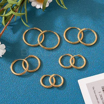 10Pcs 5 Size 316L Surgical Stainless Steel Huggie Hoop Earrings for Girl Women EJEW-TA0001-10-1