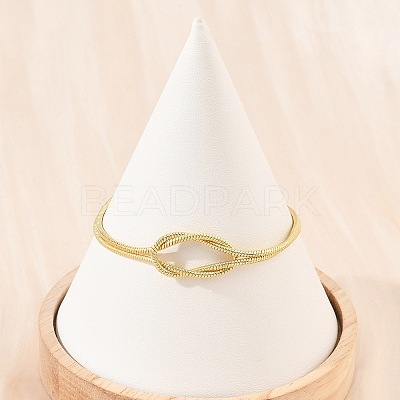Brass Round Snake Chain Knot 2-Strand Bracelets for Women KK-CBA68DA-17C-G-1