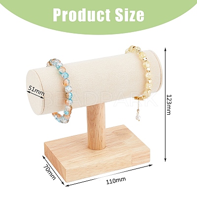 Velvet T-Bar Bracelet Display Stands with Wood Base BDIS-WH0003-29-1