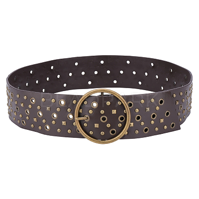 Antique Bronze Alloy Rivets PU Leather Wide Waist Belts AJEW-WH20098-074B-02-1