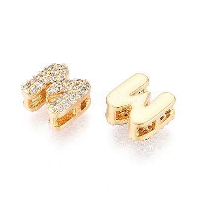 Brass Micro Pave Clear Cubic Zirconia Beads KK-T071-17G-M-1