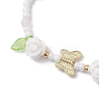 Glass Seed Bead and Resin Braided Bead Bracelets for Women BJEW-MZ00237-04-1