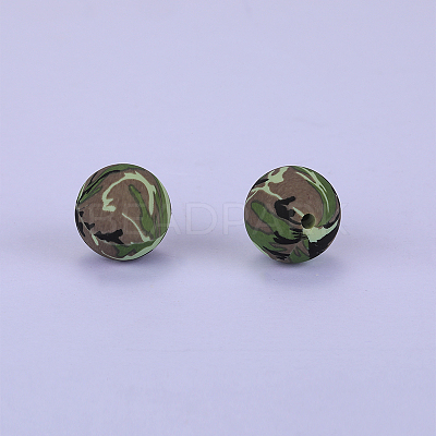 Printed Round Silicone Focal Beads SI-JX0056A-11-1