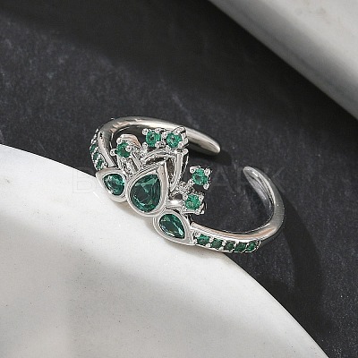 Brass Micro Pave Cubic Zirconia Cuff Open Rings RJEW-Z145-06P-1