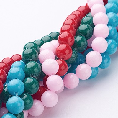 Natural Dyed Yellow Jade Gemstone Bead Strands G-R271-8mm-Y-M-1