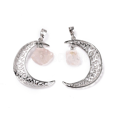 Natural Rose Quartz Nuggets Pendants G-L524-02P-01-1