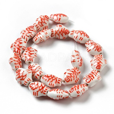 Handmade Printed Porcelain Beads PORC-F005-03C-1