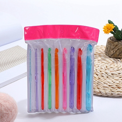 Transparent Plastic Crochet Hooks Needles SENE-PW0003-096-1