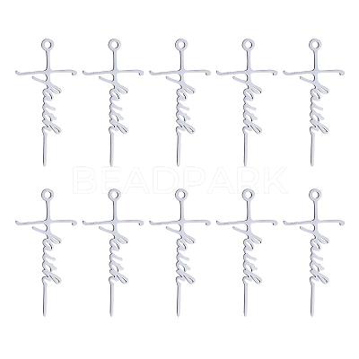 10Pcs Faith Cross Charm Pendant Faith Necklace Charm Stainless Steel Pendant for Necklace Making Christian Religious Jewelry Gifts JX515A-1