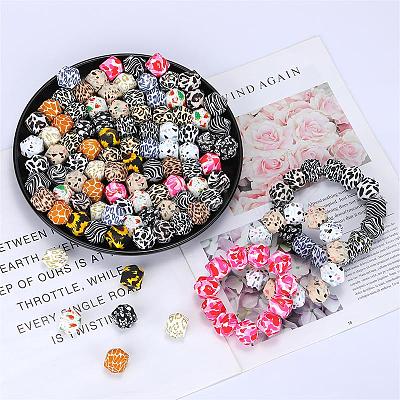 Colorful Pattern Printed Silicone Focal Beads LS-SI-JX0022A-12-1