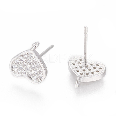 Brass Stud Earring Findings ZIRC-O034-20P-1