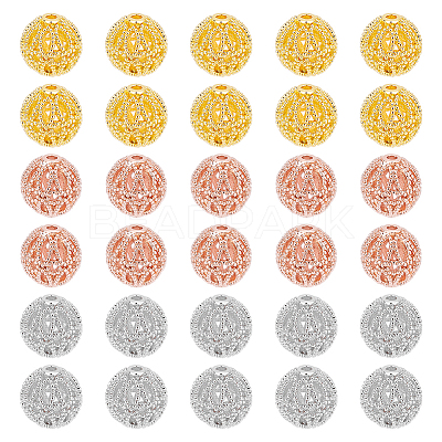 30Pcs 3 Colors Rack Plating Brass Hollow Beads KK-PH0009-55B-1