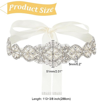Brass Flower Bridal Belt with Glass Rhinestones for Wedding Dress AJEW-WH0455-006P-1