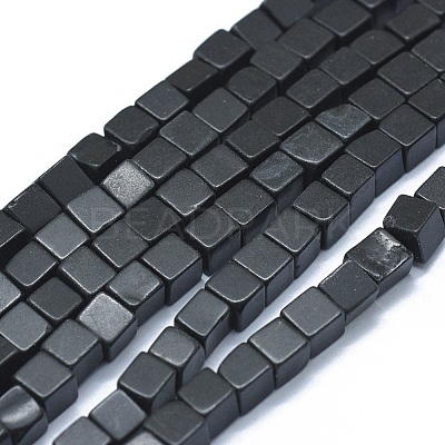 Natural Black Stone Beads Strands G-F631-C14-1