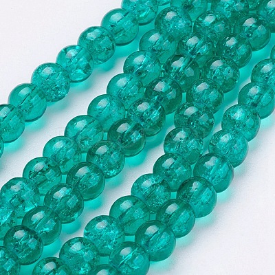 Spray Painted Crackle Glass Beads Strands CCG-Q001-6mm-15-1