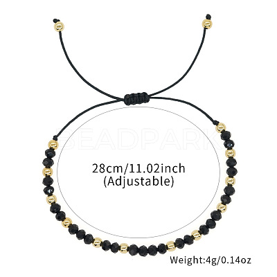 Glass & Brass Round Beads Braided Bead Bracelets RD6595-1-1