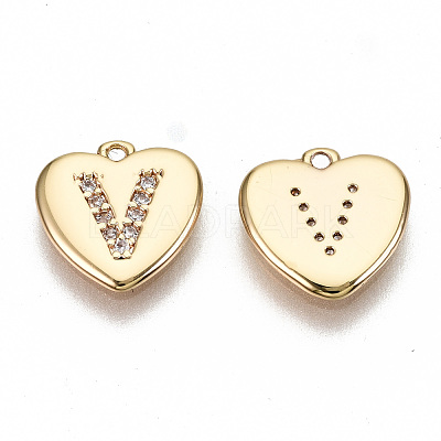 Brass Micro Pave Clear Cubic Zirconia Charms KK-N231-234V-NF-1