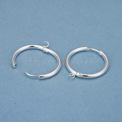 201 Stainless Steel Huggie Hoop Earring Findings STAS-P283-01L-S-1