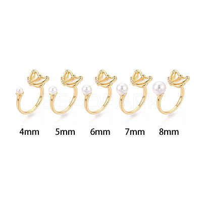 Butterfly Brass Micro Pave Clear Cubic Zirconia & Shell Cuff Rings Setting KK-T079-44G-1