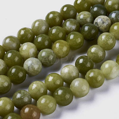 Natural Chinese Jade/Southern Jade Beads Strands G-G735-38-8mm-1