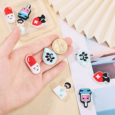 10Pcs 5 Styles Food Grade Eco-Friendly Silicone Focal Beads SIL-CA0003-30-1