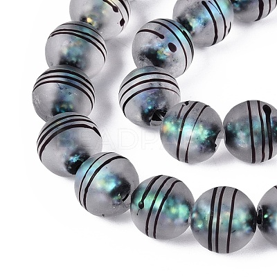 Frosted Handmade Foil Glass Beads Strands FOIL-Q002-02B-1