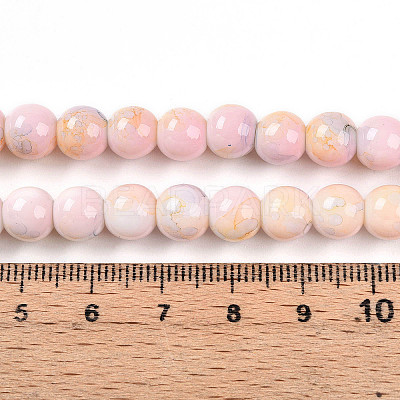 Baking Paint Glass Beads Strands DGLA-N003-8mm-C01-1