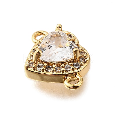 Brass Clear Cubic Zirconia Connector Charms KK-U065-08G-1