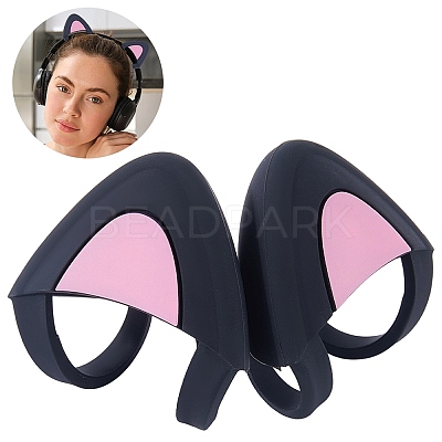 1 Pair Silicone Cat Ear Headphones Decorations DIY-CP0013-62B-1