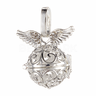 Brass Cage Pendants KK-K163-16S-NR-1