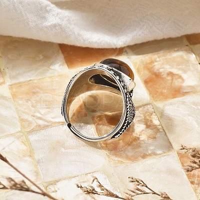 Natural Tiger Eye Adjustable Rings RJEW-I108-03AS-14-1