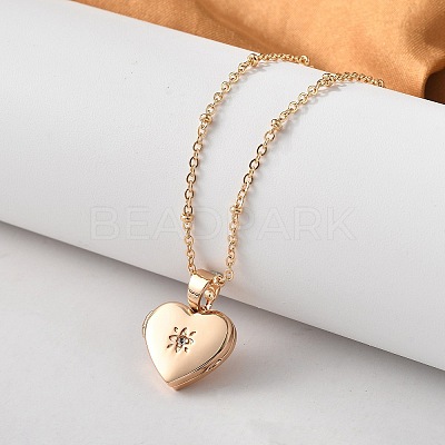Clear Cubic Zirconia Locket Necklaces LS-NJEW-A036-01A-1