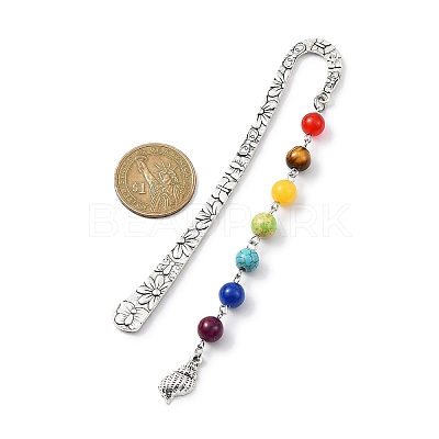Marine Theme Alloy Hook Bookmarks AJEW-JK00279-04-1