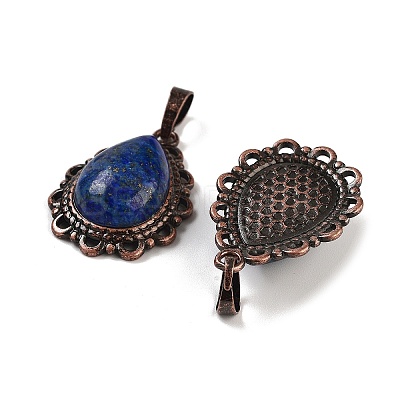 Dyed Natural Lapis Lazuli Teardrop Pendants G-K363-01R-04-1
