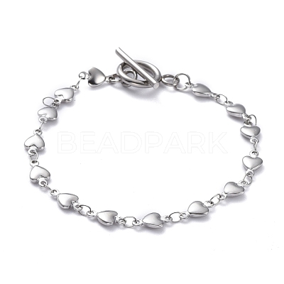 Tarnish Resistant 304 Stainless Steel Heart Link Chain Bracelets BJEW-JB05615-1
